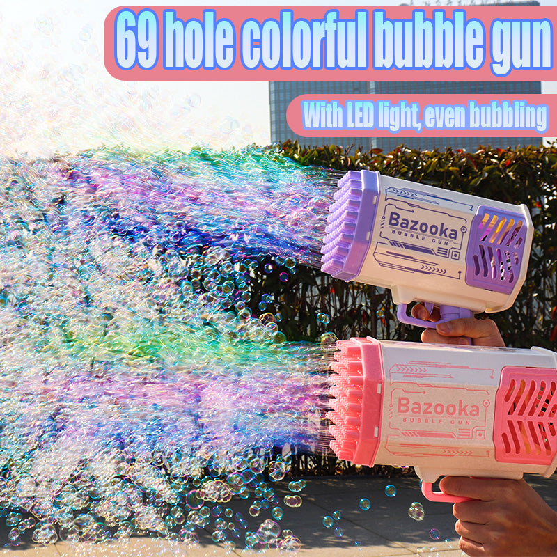 69-Hole Rocket Bubble Gun with Lights for Kids