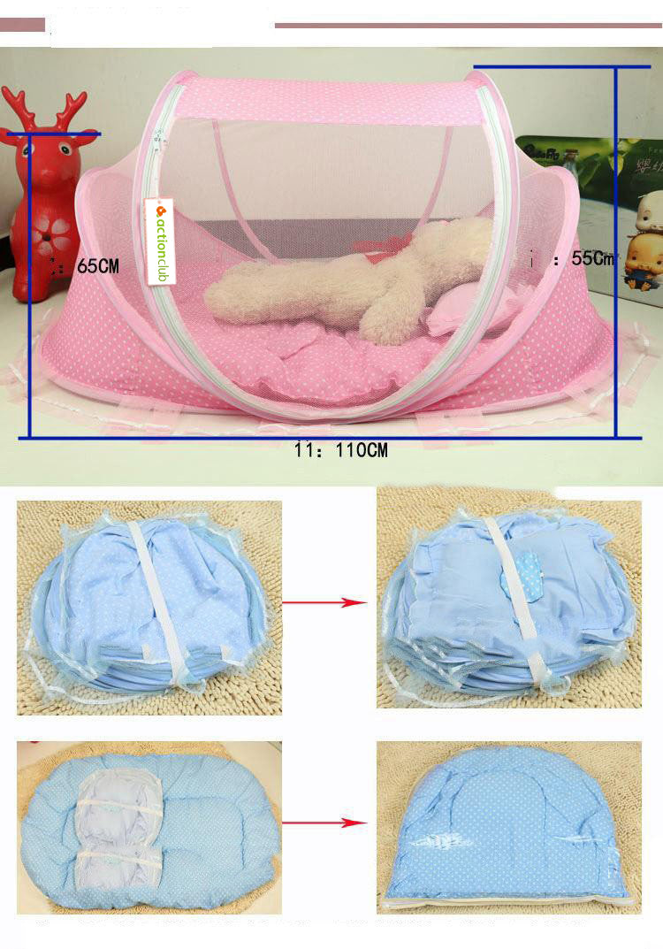Foldable Baby Mosquito Net Bed with Pillow Set