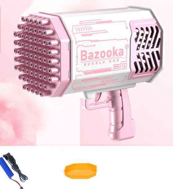 69-Hole Rocket Bubble Gun with Lights for Kids