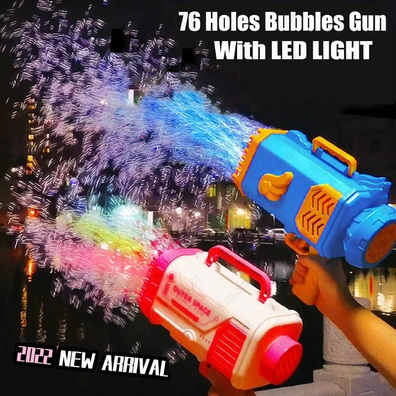69-Hole Rocket Bubble Gun with Lights for Kids