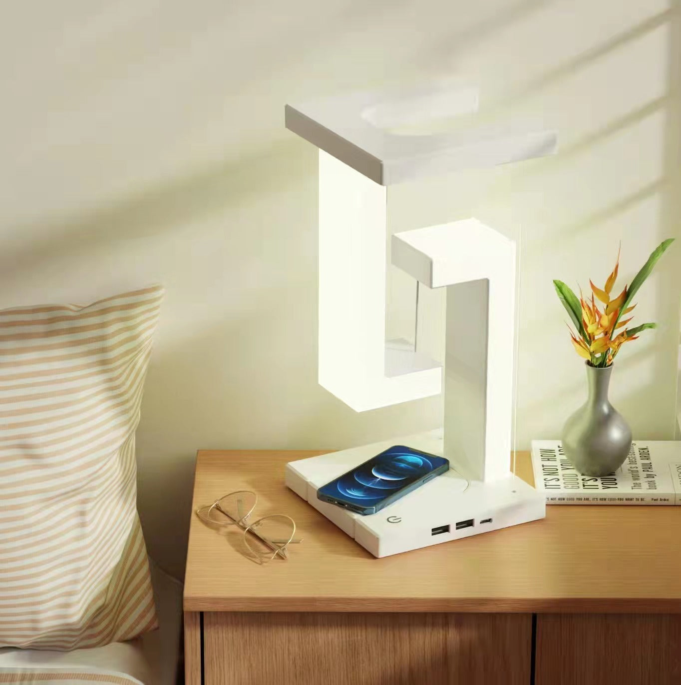 Floating Wireless Charging LED Desk Lamp with Touch Control