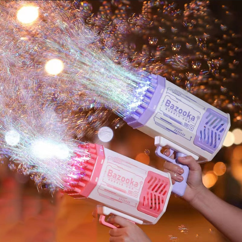 69-Hole Rocket Bubble Gun with Lights for Kids
