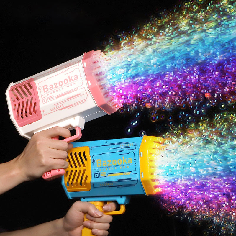 69-Hole Rocket Bubble Gun with Lights for Kids