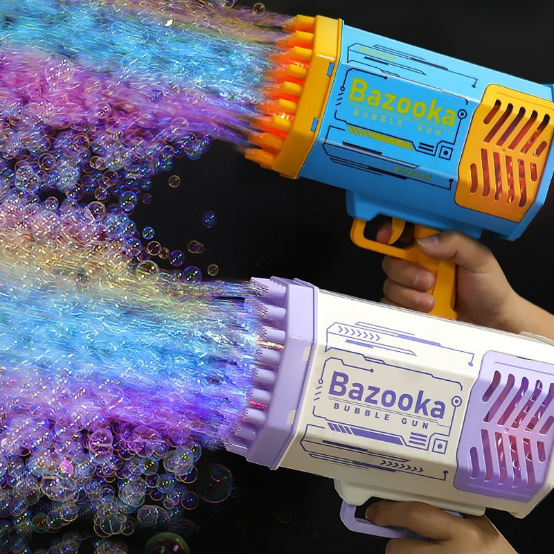 69-Hole Rocket Bubble Gun with Lights for Kids