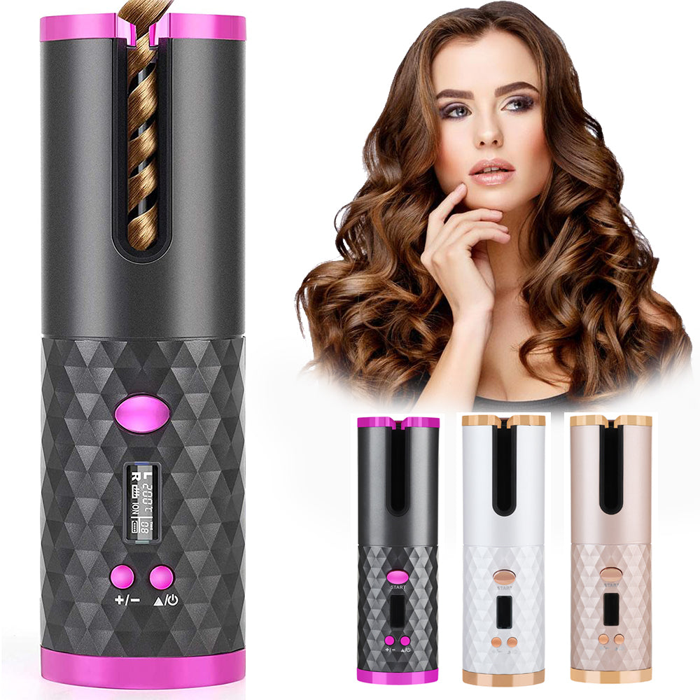 Cordless Automatic Hair Curler with LCD Temperature Display