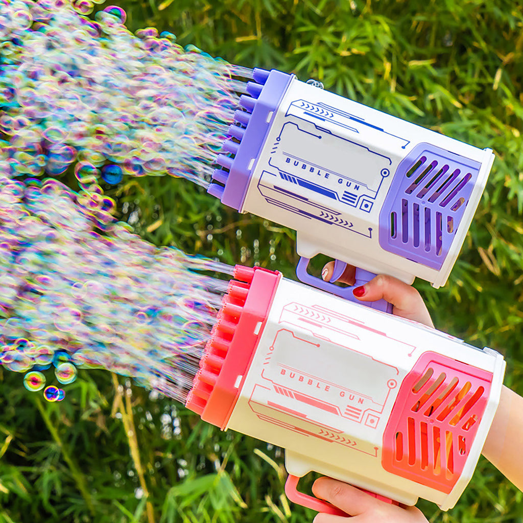 69-Hole Rocket Bubble Gun with Lights for Kids